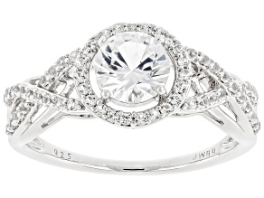 White Lab Created Sapphire Rhodium Over Sterling Silver Ring 1.01ctw