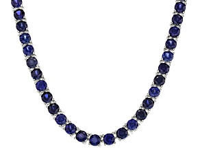 Blue Lab Created Sapphire Rhodium Over Sterling Silver Necklace 9.86ctw