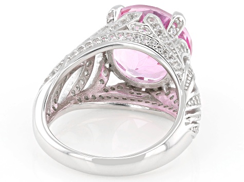 Hot Pink Quartz Rhodium Over Sterling Silver Ring 6.25ctw - DOQ103