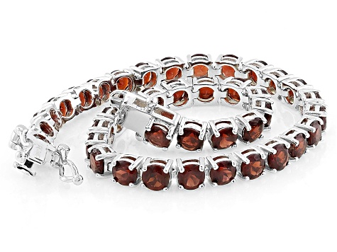 Red Garnet Rhodium Over Sterling Silver Bracelet 11.70ctw