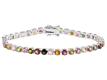Picture of Multi-Tourmaline Rhodium Over Sterling Silver Bracelet 9.75ctw