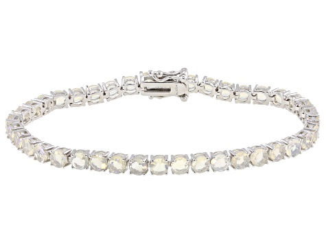 White Ethiopian Opal Rhodium Over Sterling Silver Bracelet 6.60ctw