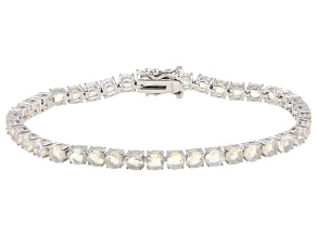 White Ethiopian Opal Rhodium Over Sterling Silver Bracelet 6.60ctw