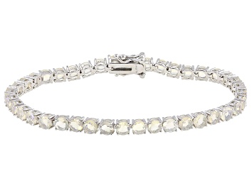 Picture of Ethiopian Opal Rhodium Over Sterling Silver Bracelet 6.60ctw