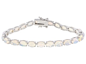 White Ethiopian Opal Rhodium Over Sterling Silver Bracelet