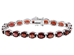 Red Garnet Rhodium Over Sterling Silver Bracelet 28.35ctw