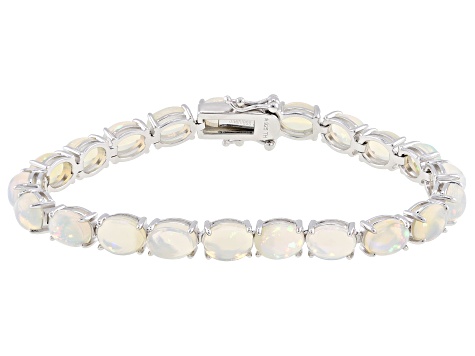 White Ethiopian Opal Rhodium Over Sterling Silver Bracelet