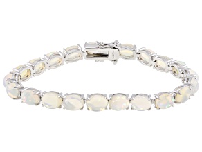 White Ethiopian Opal Rhodium Over Sterling Silver Bracelet