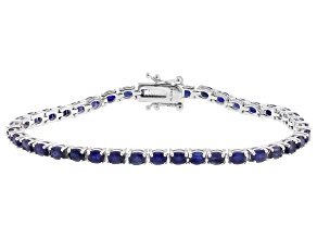 Blue Sapphire Rhodium Over Sterling Silver Bracelet 7.80ctw