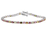 Multi-Tourmaline Rhodium Over Sterling Silver Bracelet 5.20ctw