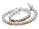 Multi-Tourmaline Rhodium Over Sterling Silver Bracelet 5.20ctw