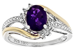 Purple Amethyst Rhodium and 10k Yellow Gold Over Sterling Silver Ring 1.07ctw