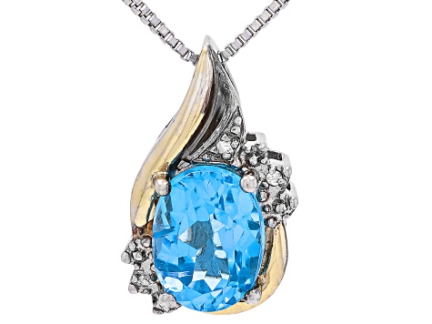 Swiss Blue Topaz Rhodium and 10k Yellow Gold Over Sterling Silver
