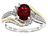Lab Created Ruby Rhodium and 10k Yellow Gold Over Sterling Silver Ring 1.39ctw