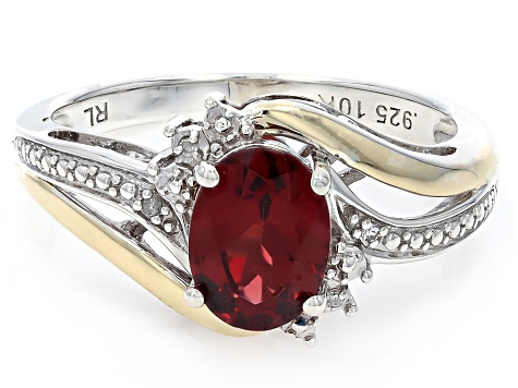 Lab Created Ruby Rhodium and 10k Yellow Gold Over Sterling Silver