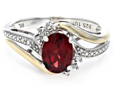 Lab Created Ruby Rhodium and 10k Yellow Gold Over Sterling Silver Ring 1.39ctw