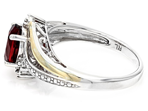 Lab Created Ruby Rhodium and 10k Yellow Gold Over Sterling Silver Ring 1.39ctw