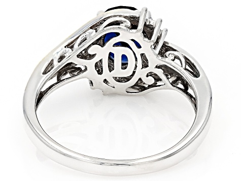 Blue Lab Created Sapphire Rhodium and 10k Yellow Gold Over Sterling Silver Ring 1.39ctw