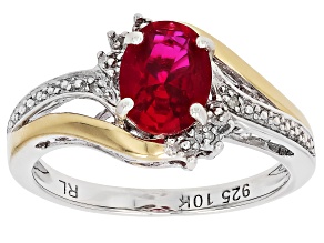 Red Garnet Rhodium and 10k Yellow Gold Over Sterling Silver Ring 1.42ctw