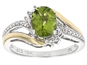 Peridot Rhodium and 10k Yellow Gold Over Sterling Silver Ring 1.25ctw