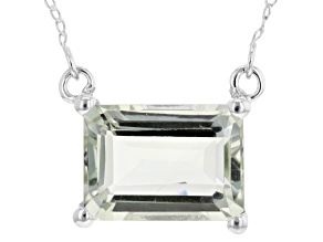 Green Prasiolite Rhodium Over Sterling Silver Necklace 6.30ct