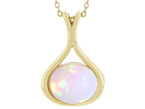 White Ethiopian Opal 18k Yellow Gold Over Sterling Silver Pendant with Chain
