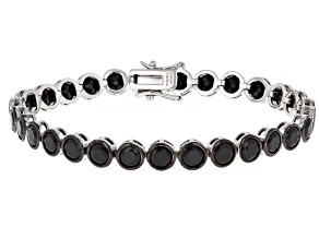 Black Spinel Rhodium Over Brass Bracelet 16.50ctw