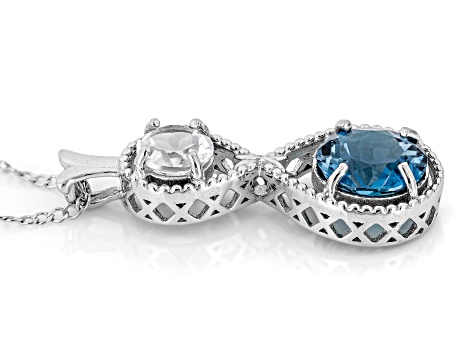 London Blue Topaz Rhodium Over Sterling Silver Pendant with Chain 3 ...