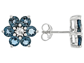 London Blue Topaz Rhodium Over Sterling Silver Earrings 3.43ctw