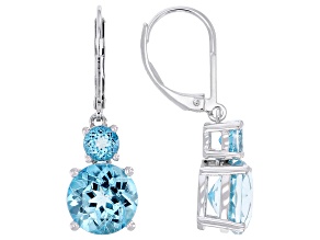Swiss Blue Topaz Rhodium Over Brass Earrings 10.30ctw
