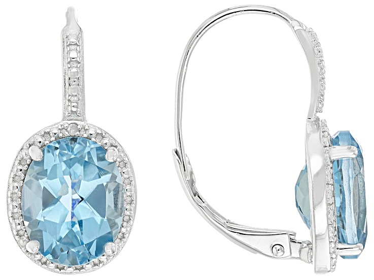 Blue Topaz Rhodium Over Sterling Silver Earrings 4.92ctw
