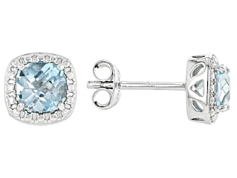 Blue Topaz Rhodium Over Sterling Silver Pendant with Chain and Earrings ...