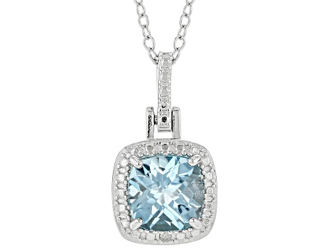 Blue Topaz Rhodium Over Sterling Silver Pendant with Chain and Earrings ...