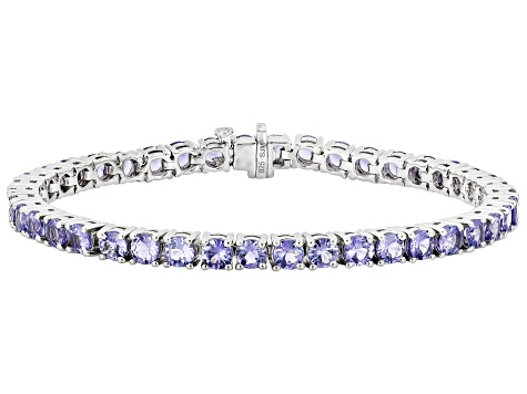 Blue Tanzanite Rhodium Over Sterling Silver Bracelet 9.50ctw