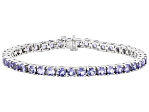 Blue Tanzanite Rhodium Over Sterling Silver Bracelet 9.50ctw