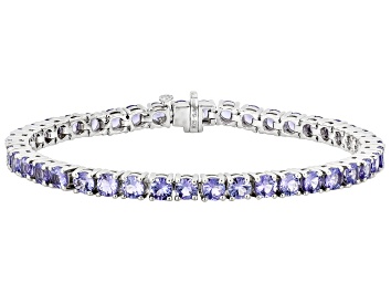 Picture of Blue Tanzanite Rhodium Over Sterling Silver Bracelet 9.50ctw