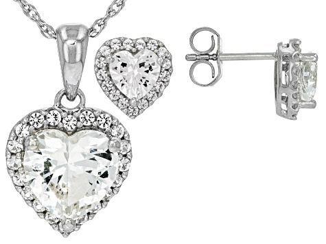 White Lab Created Sapphire Rhodium Over Sterling Silver Pendant