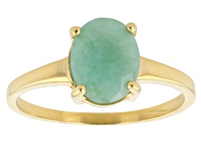 Green Zambian Emerald 18k Yellow Gold Over Sterling Silver Ring 1.60ct
