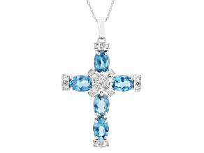 London Blue Topaz Rhodium Over Sterling Silver Pendant with Chain 4.70ctw