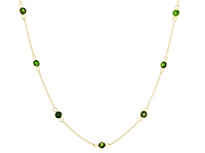 Chrome Diopside 18k Yellow Gold Over Sterling Silver Station Necklace 1.78ctw