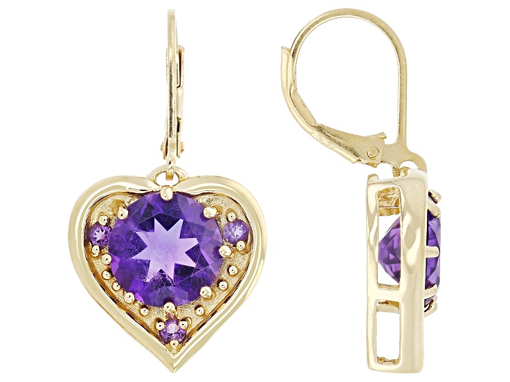 African Amethyst 18k Yellow Gold Over Sterling Silver Earrings