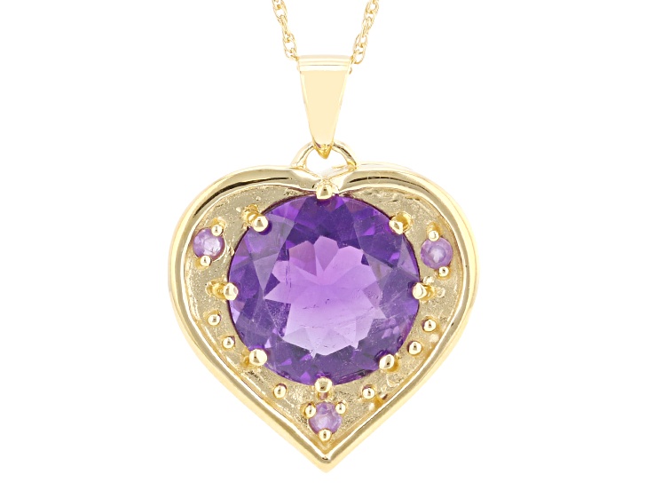African Amethyst 18k Yellow Gold Over Sterling Silver Pendant with Chain 4.30ctw