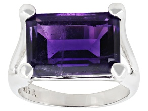 African Amethyst Rhodium Over Sterling Silver Ring 6.25ct