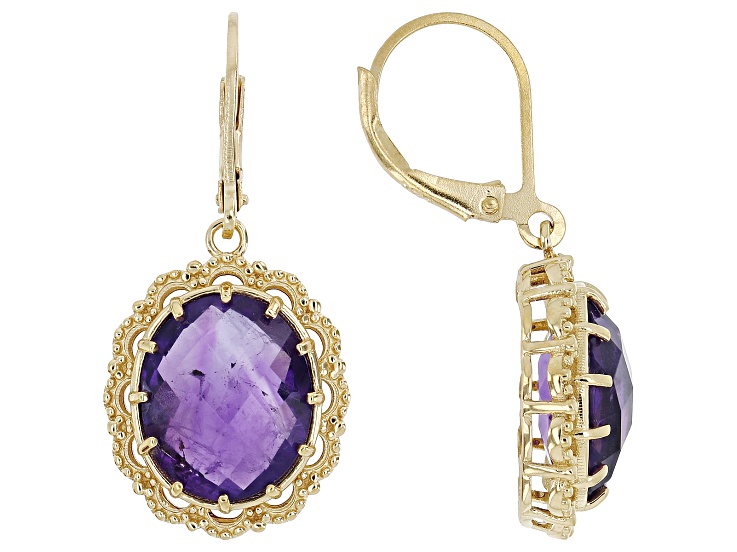African Amethyst 18k Yellow Gold Over Sterling Silver Earrings 7.15ctw