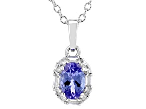 Tanzanite Rhodium Over Sterling Silver Pendant with Chain 0.50ctw