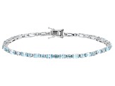 Blue Zircon Rhodium Over Sterling Silver Tennis Bracelet 10.00ctw