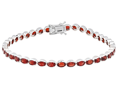 Red Garnet Rhodium Over Sterling Silver Tennis Bracelet 9.25ctw