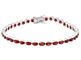 Red Garnet Rhodium Over Sterling Silver Tennis Bracelet 9.25ctw