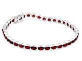 Red Garnet Rhodium Over Sterling Silver Tennis Bracelet 9.25ctw