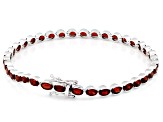 Red Garnet Rhodium Over Sterling Silver Tennis Bracelet 9.25ctw